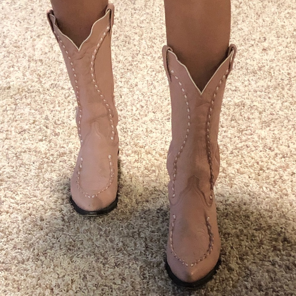 Dan Post Pink/White Bucklace Cowboy Boots